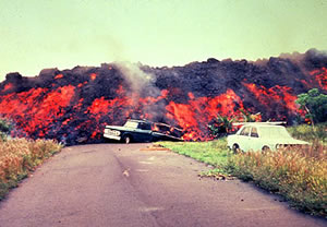 Lava in Hawaii consumes a car USGS